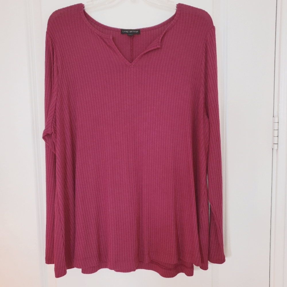 Lane Bryan Long Sleeve Fuschia Ribbed Shirt, 14/16
